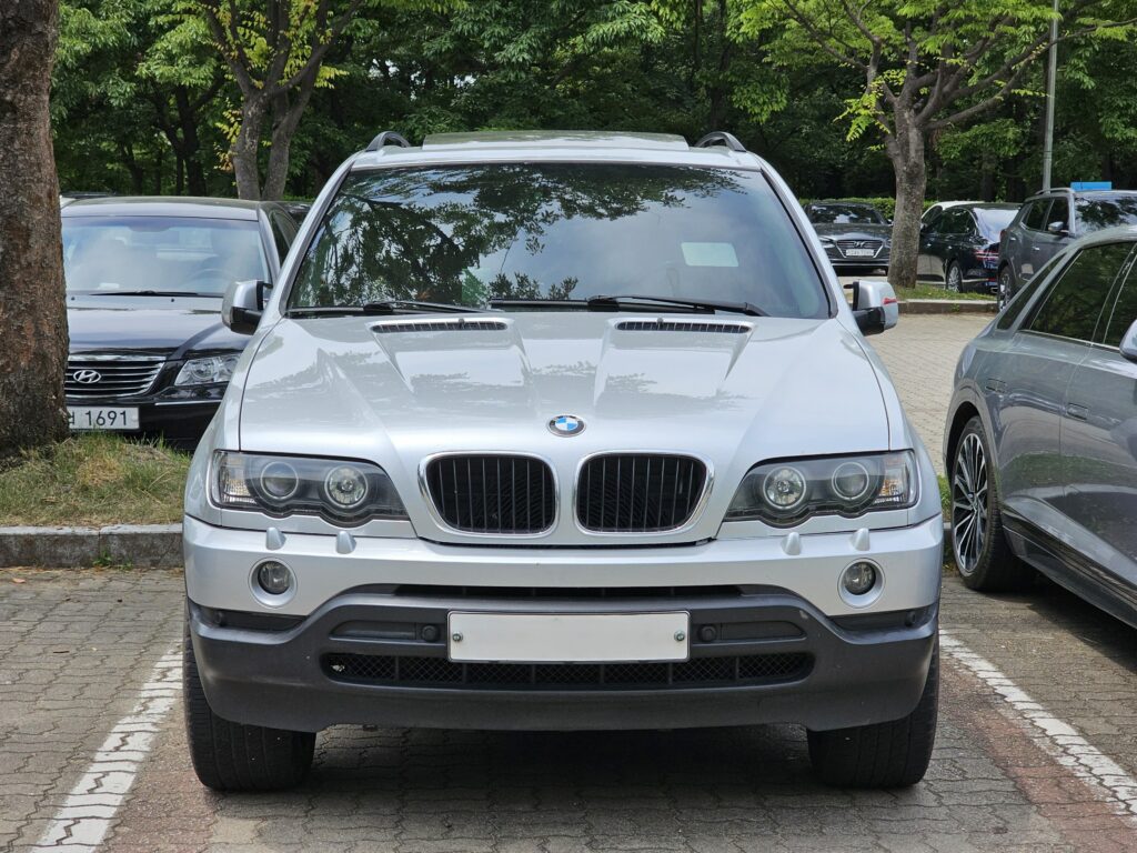 Silberner BMW X5 3.0i von vorn